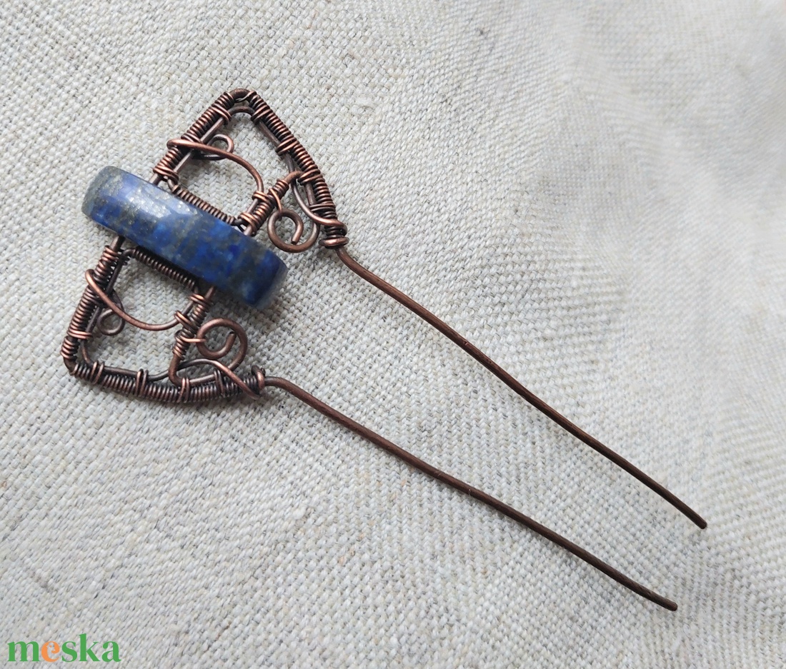 Lápis lazuli ásványköves vörösréz hajtű - ruha & divat - hajdísz & hajcsat - hajcsat & hajtű - Meska.hu
