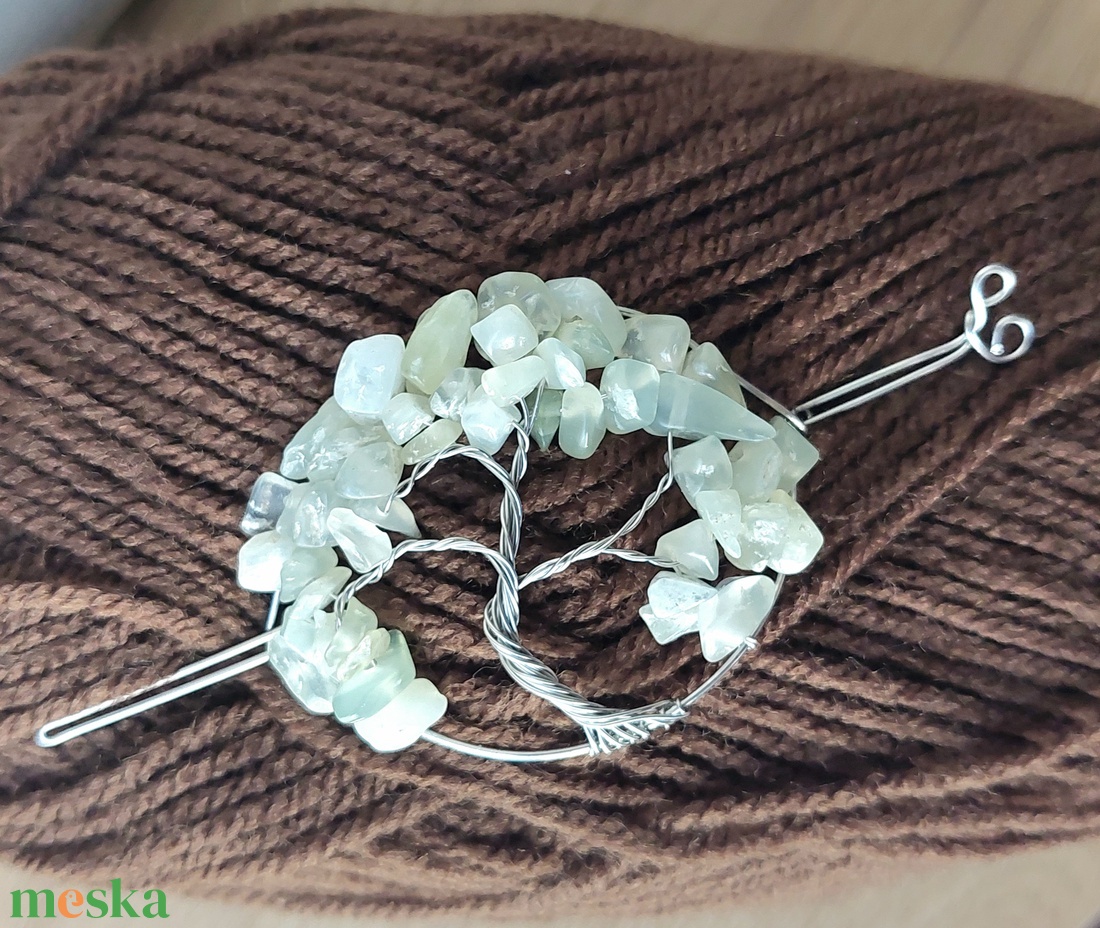 Acél életfa hajtű jáde ásvány kövekkel - ruha & divat - hajdísz & hajcsat - hajcsat & hajtű - Meska.hu