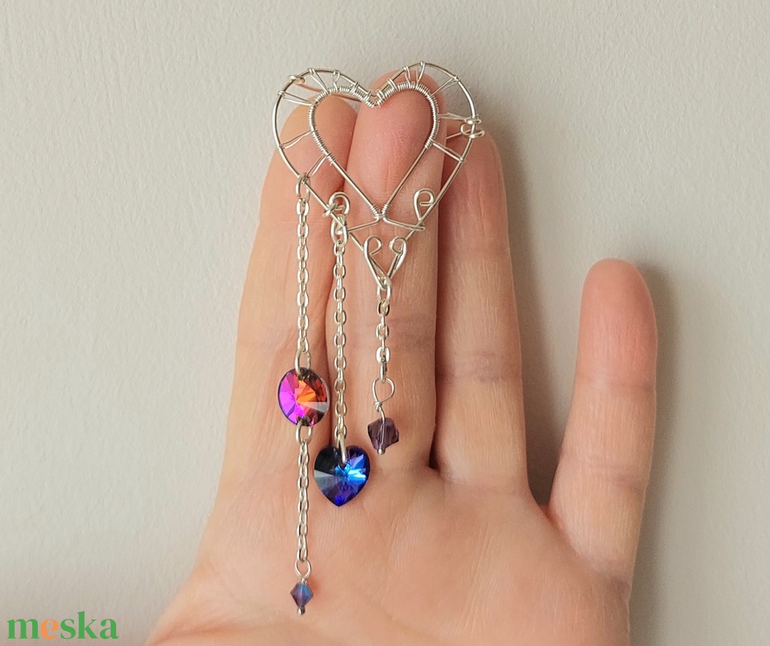 Ezüstözött hajcsat lila swarovski kristályokkal - ruha & divat - hajdísz & hajcsat - hajcsat & hajtű - Meska.hu