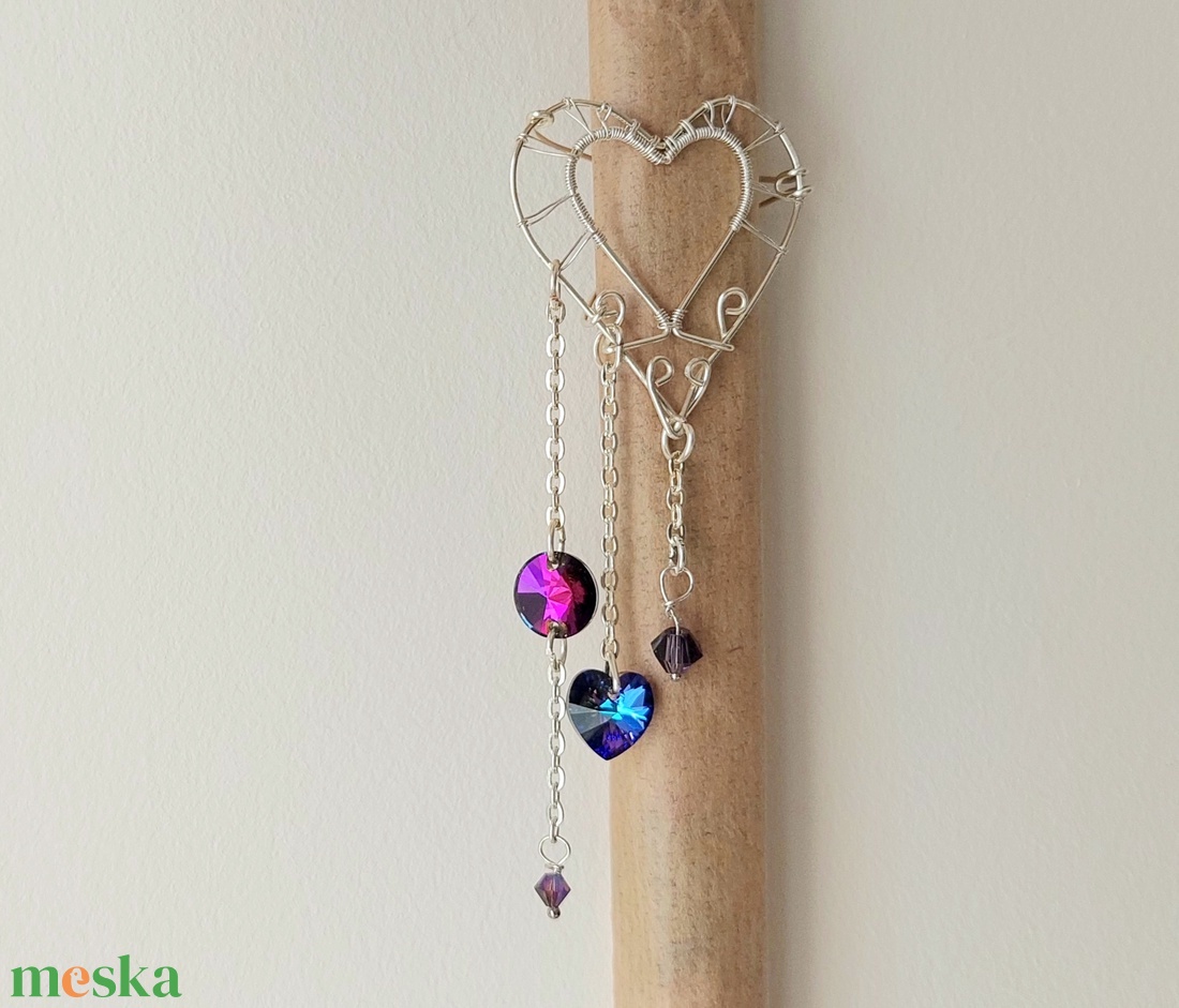 Ezüstözött hajcsat lila swarovski kristályokkal - ruha & divat - hajdísz & hajcsat - hajcsat & hajtű - Meska.hu