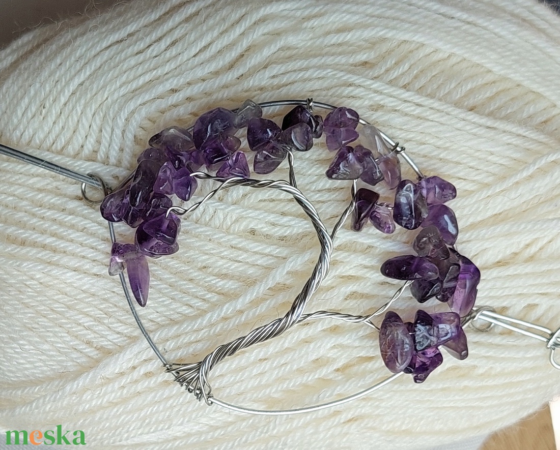 Acél életfa hajtű ametiszt ásvány kövekkel - ruha & divat - hajdísz & hajcsat - hajcsat & hajtű - Meska.hu