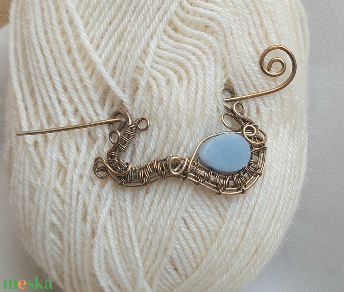 Antikolt alpakka hajtű angelit (angyalkő) ásvánnyal - ruha & divat - hajdísz & hajcsat - hajcsat & hajtű - Meska.hu