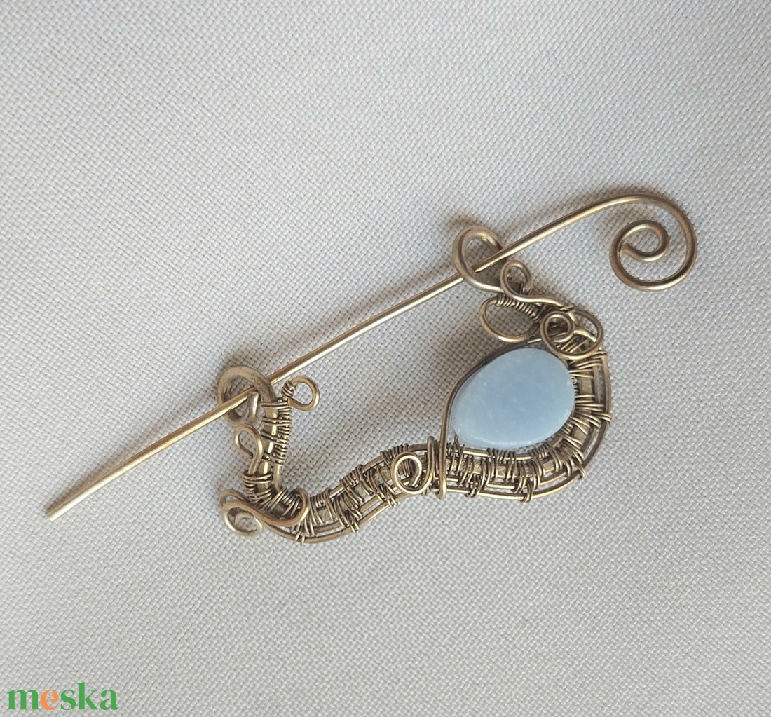 Antikolt alpakka hajtű angelit (angyalkő) ásvánnyal - ruha & divat - hajdísz & hajcsat - hajcsat & hajtű - Meska.hu