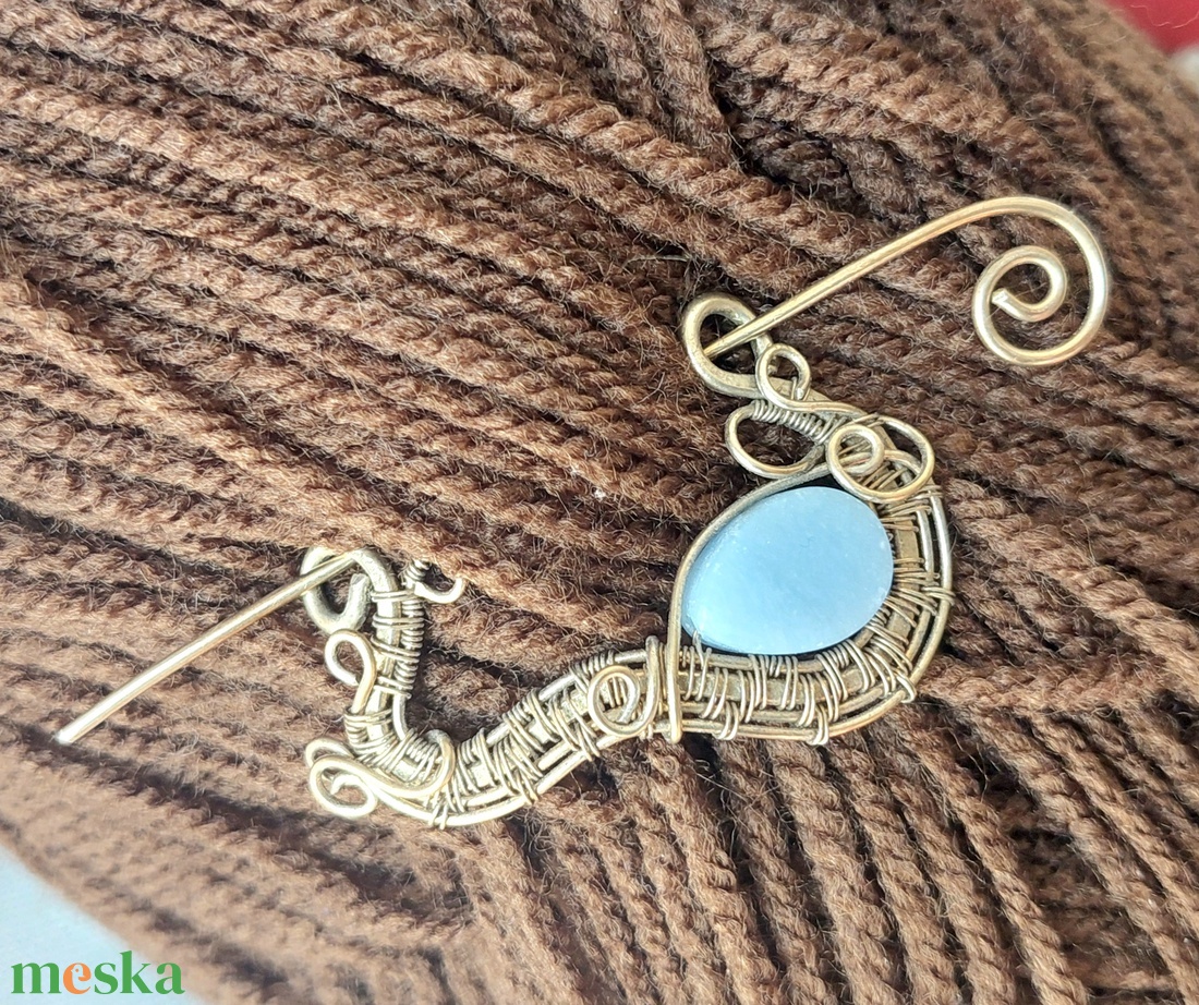 Antikolt alpakka hajtű angelit (angyalkő) ásvánnyal - ruha & divat - hajdísz & hajcsat - hajcsat & hajtű - Meska.hu