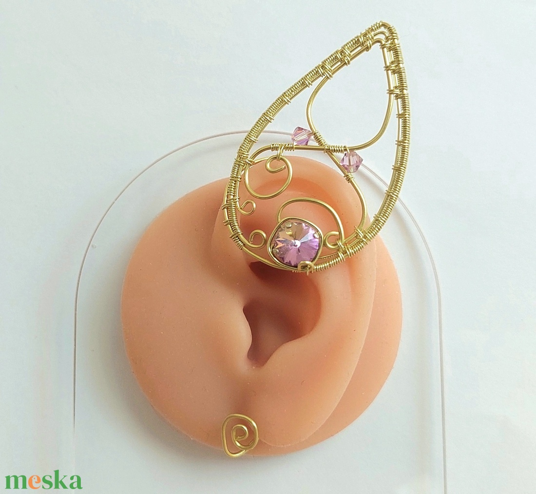 Arany tünde fülékszer swarovski kristályokkal - ékszer - fülbevaló - fülékszer - Meska.hu