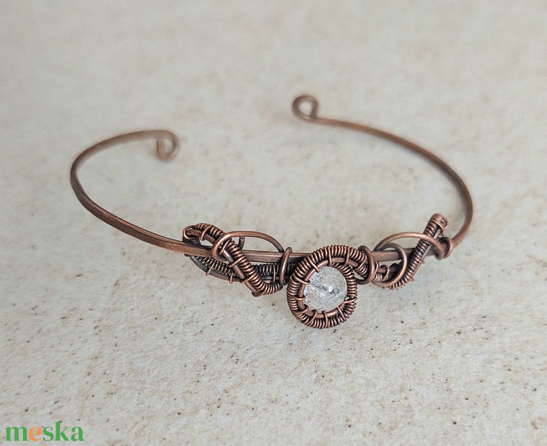 Roppantott hegyikristály vörösréz karkötő - ékszer - karkötő - ásványkarkötő - Meska.hu