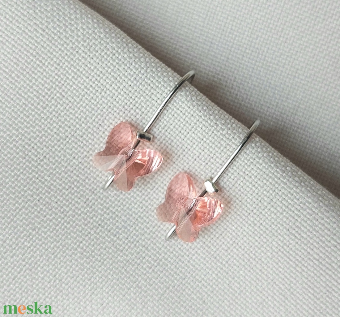 Swarovski pillangós gyerek acél fülbevalók - ékszer - fülbevaló - lógó fülbevaló - Meska.hu
