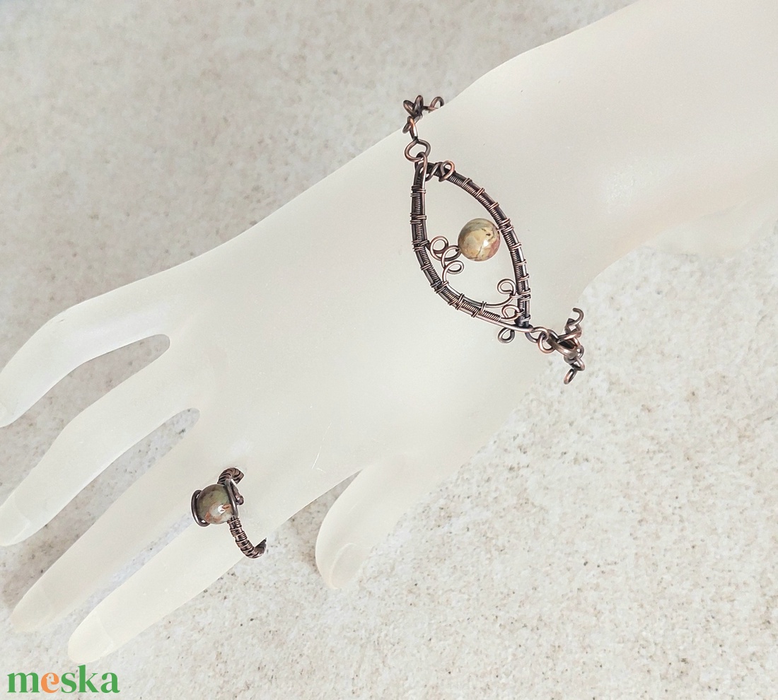 Zöld opál vörösréz ékszerszett - ékszer - ékszerszett - Meska.hu