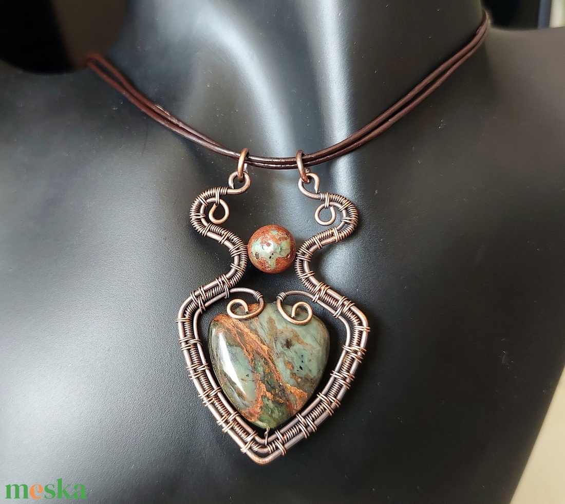 Zöld opál vörösréz ékszerszett - ékszer - ékszerszett - Meska.hu