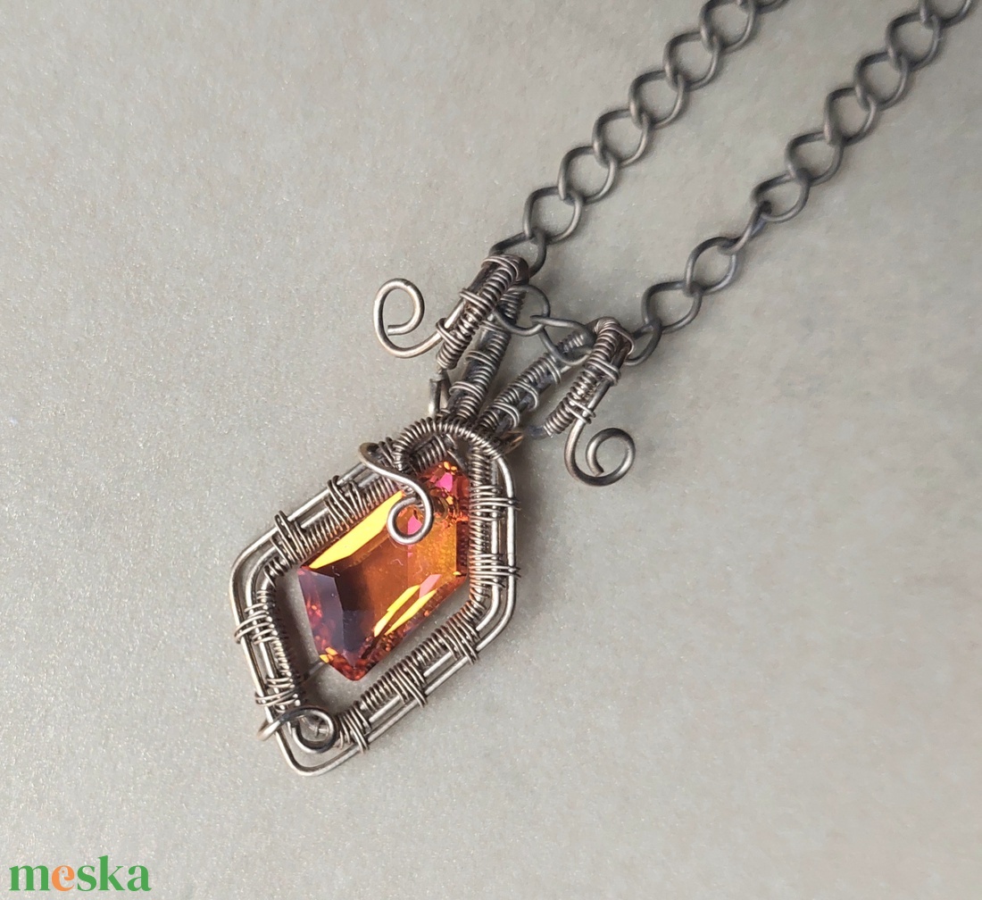 Antikolt alpakka drót ékszerszett swarovski kristályokkal - ékszer - ékszerszett - Meska.hu