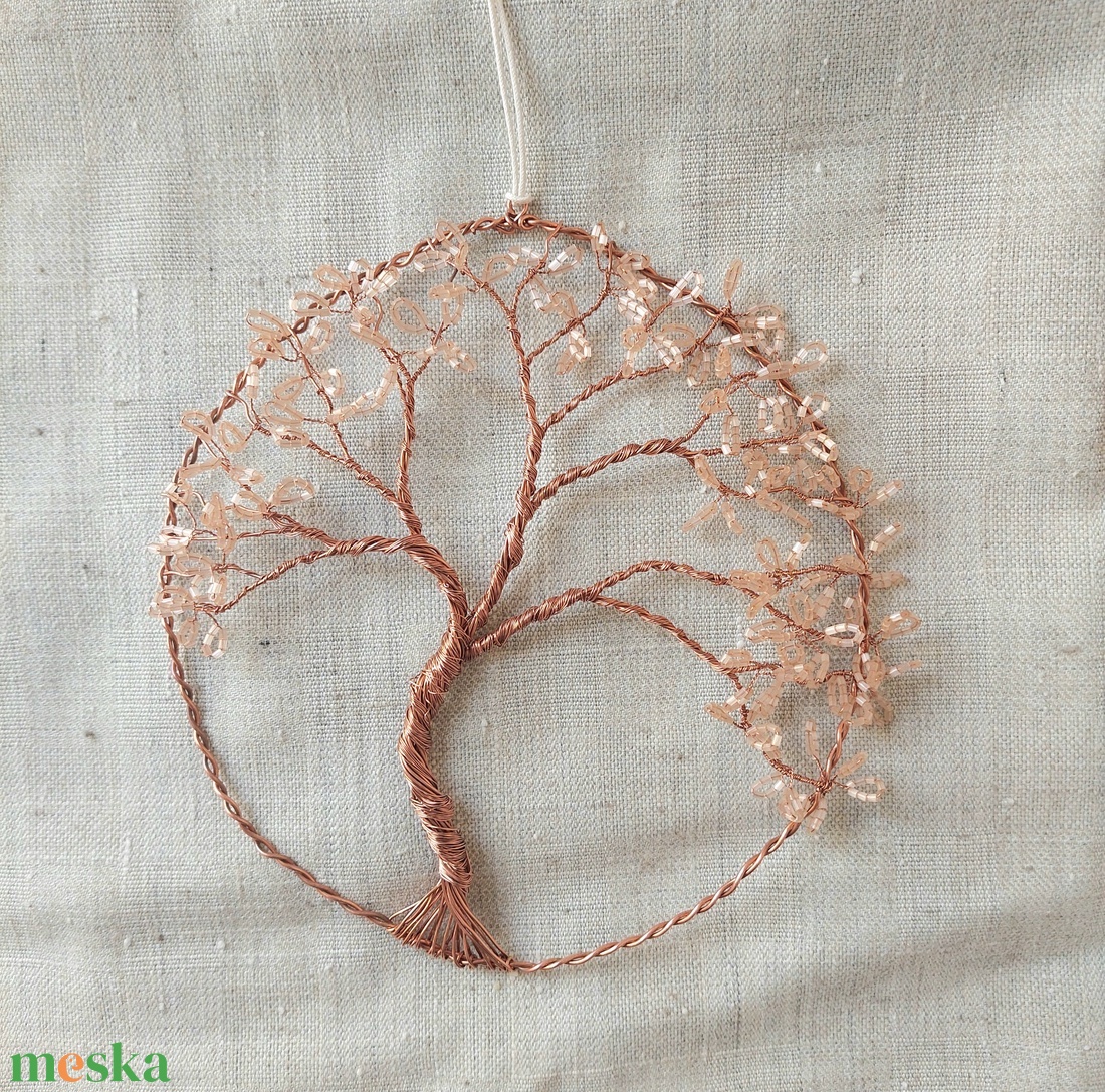 Drót életfa dekoráció, kopogtató gyöngyökkel - otthon & életmód - dekoráció - fali és függő dekoráció - függődísz - Meska.hu