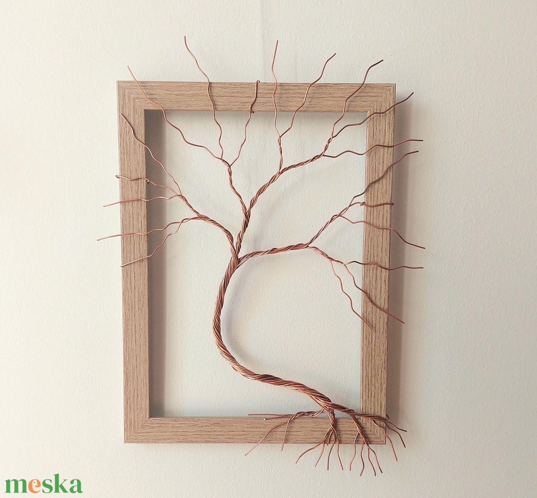 Vörösréz életfa, drótfa képkereten dekoráció - otthon & életmód - dekoráció - fali és függő dekoráció - falra akasztható dekor - Meska.hu