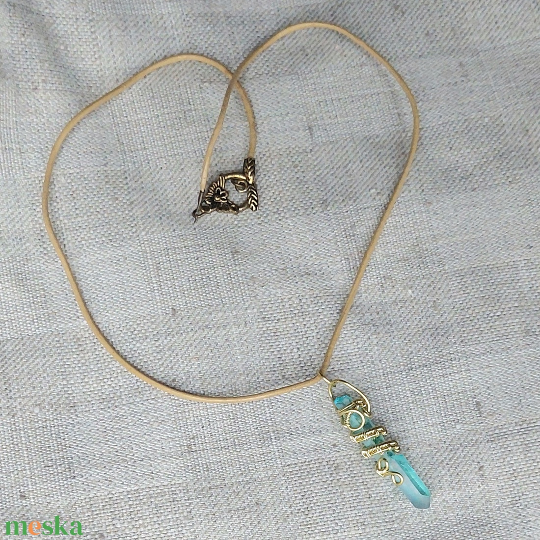 Akva aura kvarc nyaklánc - ékszer - nyaklánc - medálos nyaklánc - Meska.hu