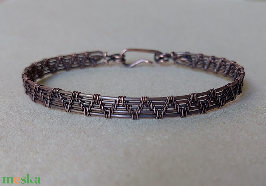 5 szálas vörösréz drót karkötő, karperec - ékszer - karkötő - karperec - Meska.hu