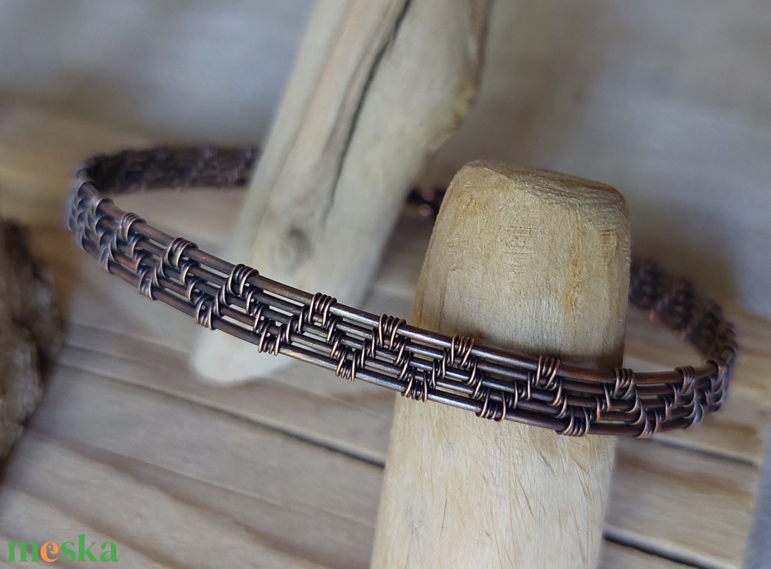 5 szálas vörösréz drót karkötő, karperec - ékszer - karkötő - karperec - Meska.hu