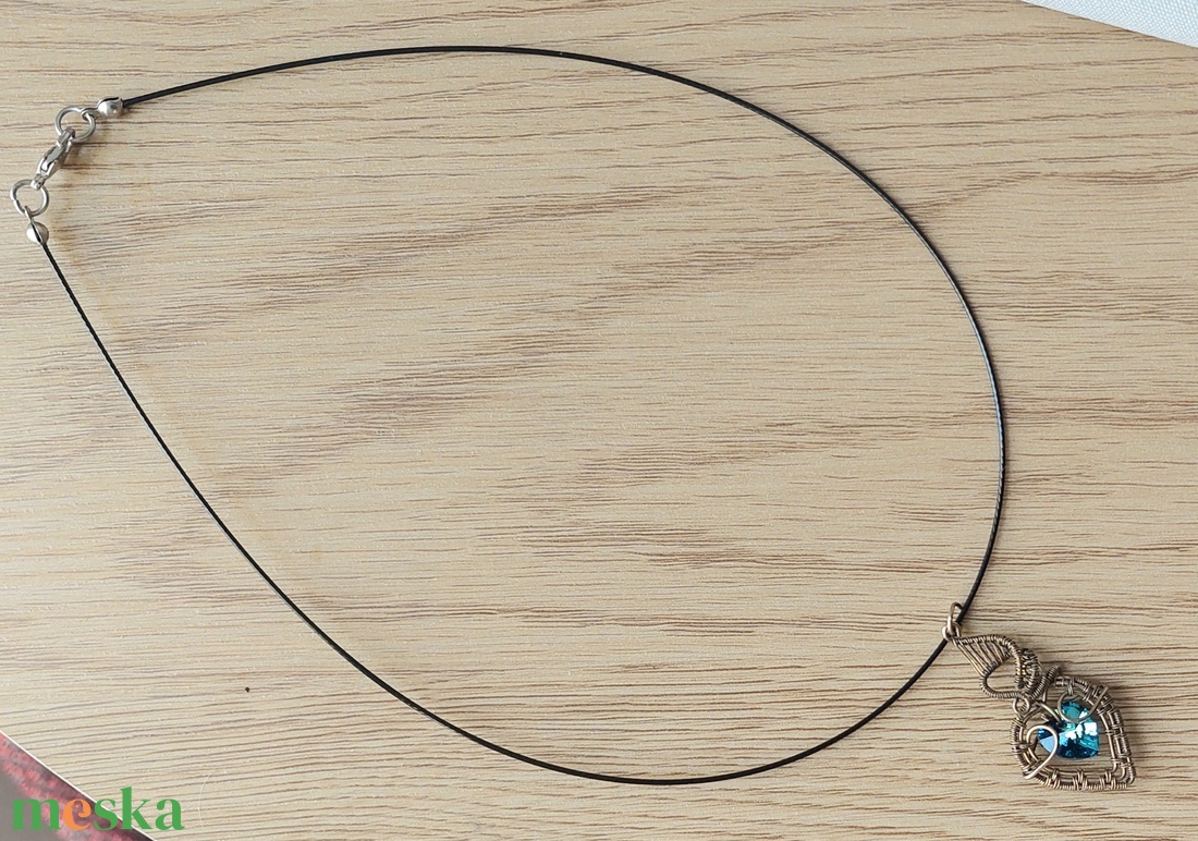 Antikolt alpakka nyaklánc swarovski szív kristállyal - ékszer - nyaklánc - medálos nyaklánc - Meska.hu