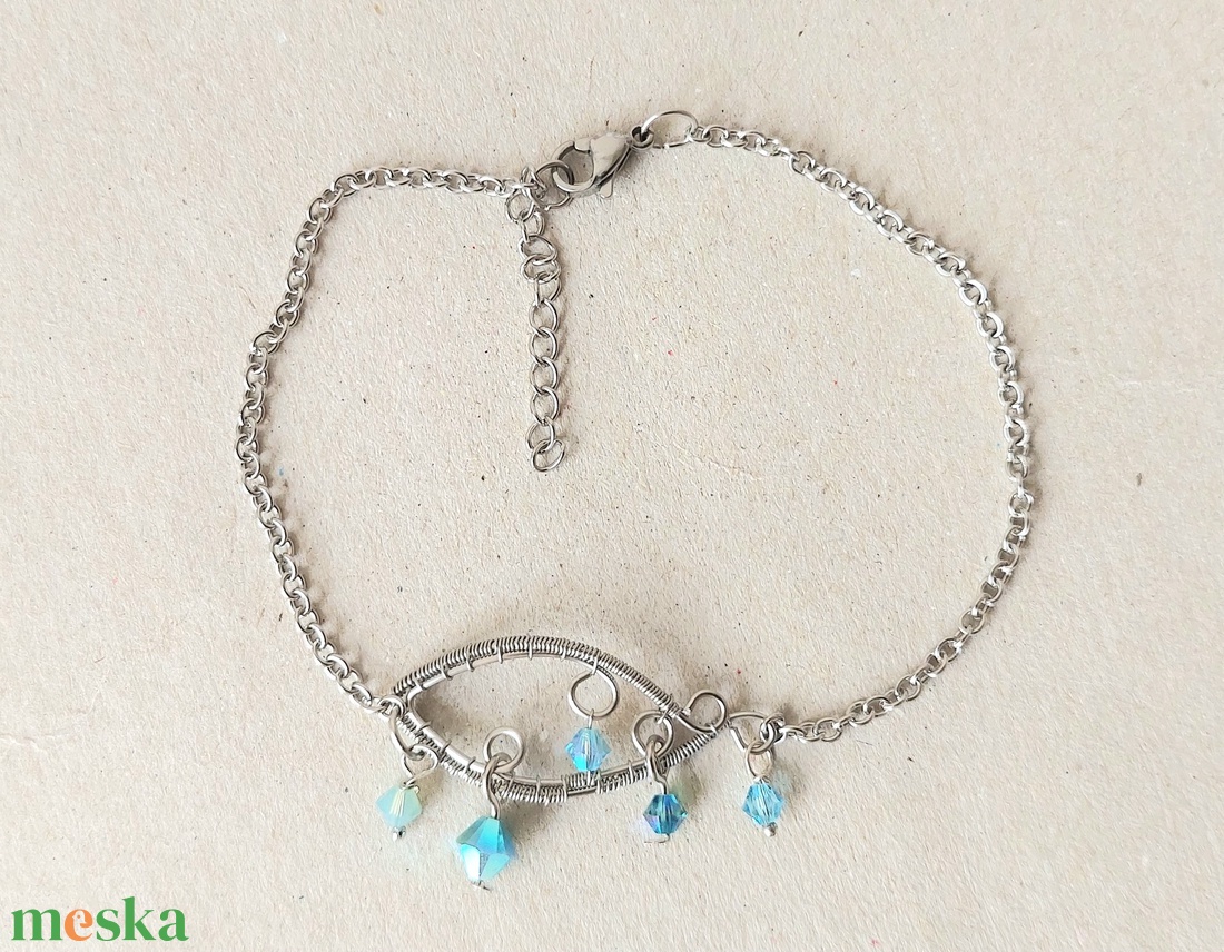 Acél bokalánc swarovski kristályokkal - ékszer - lábdísz és testékszer - lábgyűrű és lábdísz - Meska.hu