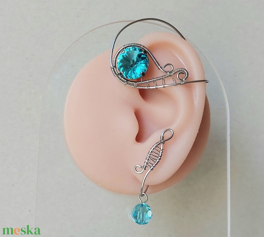 3 részes acél fülékszer szett swarovski kristályokkal - ékszer - fülbevaló - fülékszer - Meska.hu