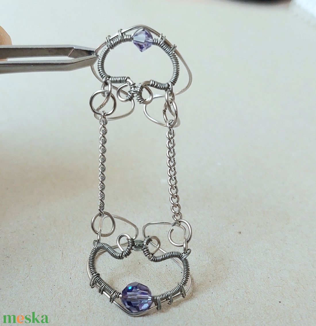 Armenian-style acél dupla gyűrű swarovski kristályokkal - ékszer - gyűrű - statement gyűrű - Meska.hu