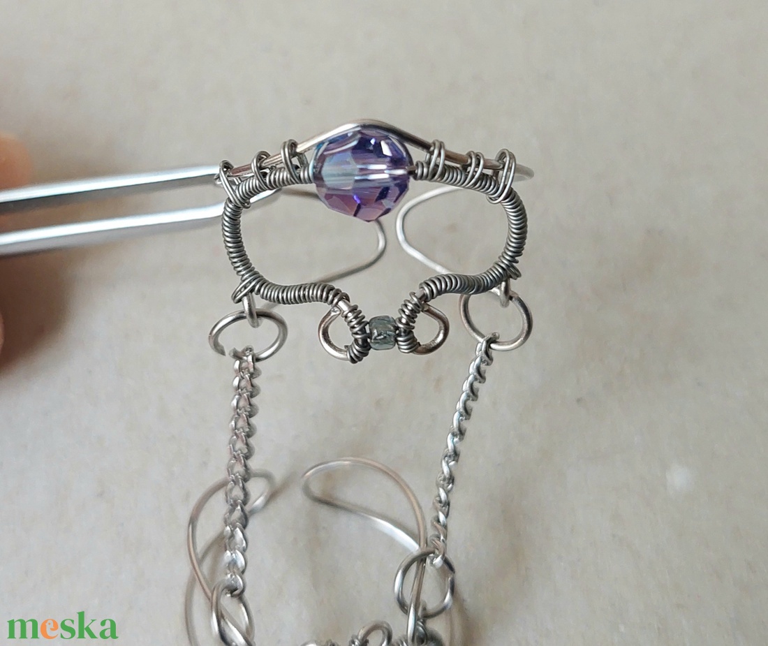 Armenian-style acél dupla gyűrű swarovski kristályokkal - ékszer - gyűrű - statement gyűrű - Meska.hu