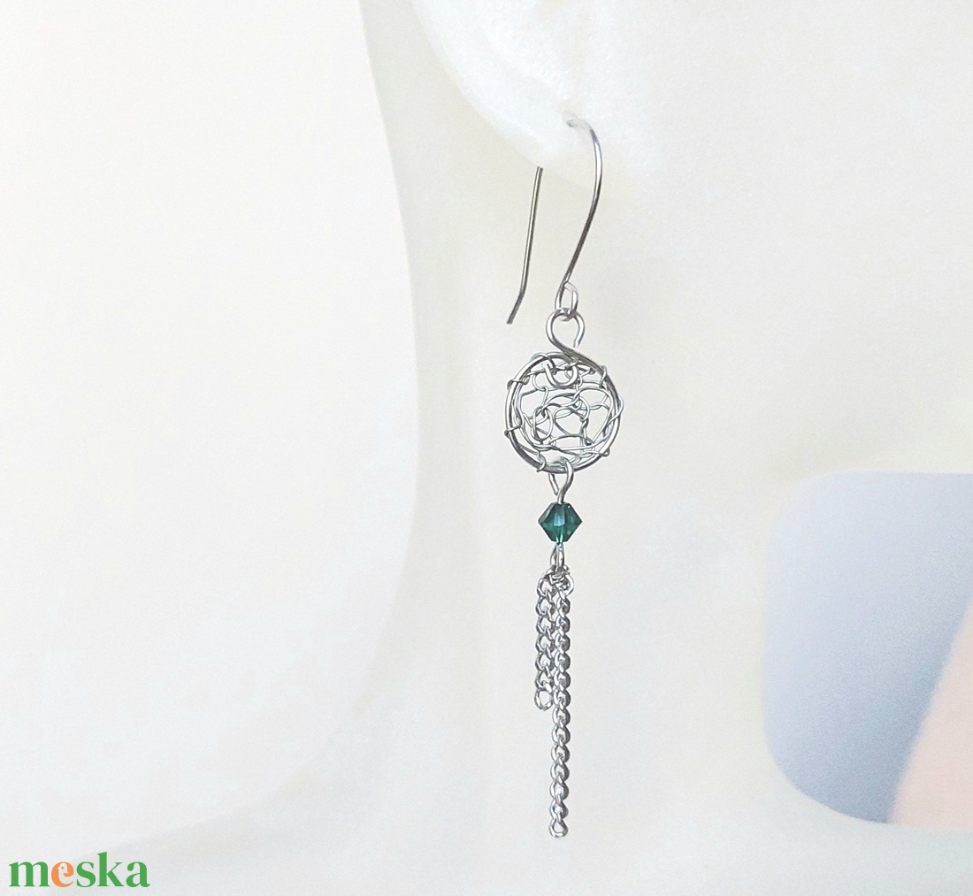 2 pár acél fülbevaló swarovski kristályokkal - ékszer - fülbevaló - lógó fülbevaló - Meska.hu