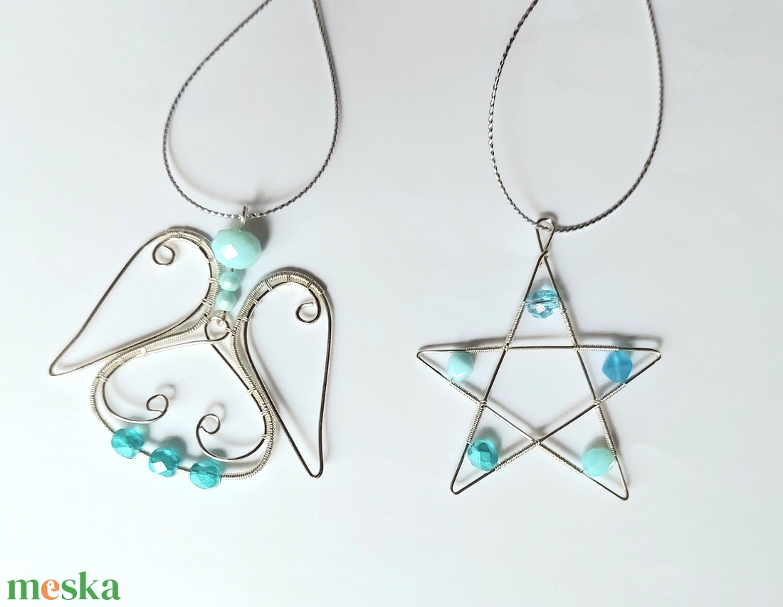 5 darabos türkizkék dekoráció karácsonfadísz szett (swarovski és gyöngy) - karácsony - karácsonyi lakásdekoráció - karácsonyfadíszek - Meska.hu