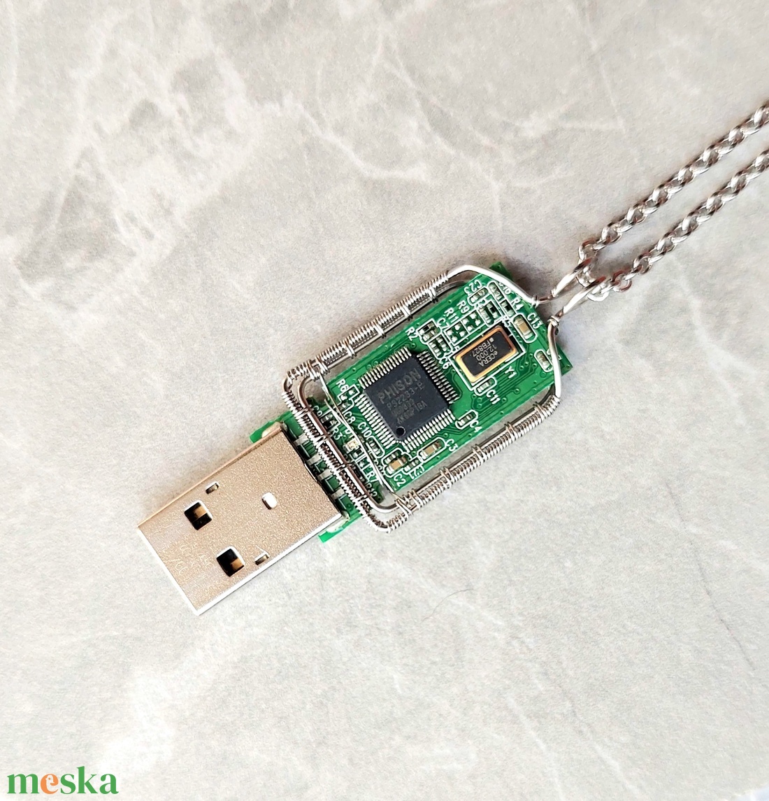 Férfi pendrive acél nyaklánc - ékszer - nyaklánc - medálos nyaklánc - Meska.hu