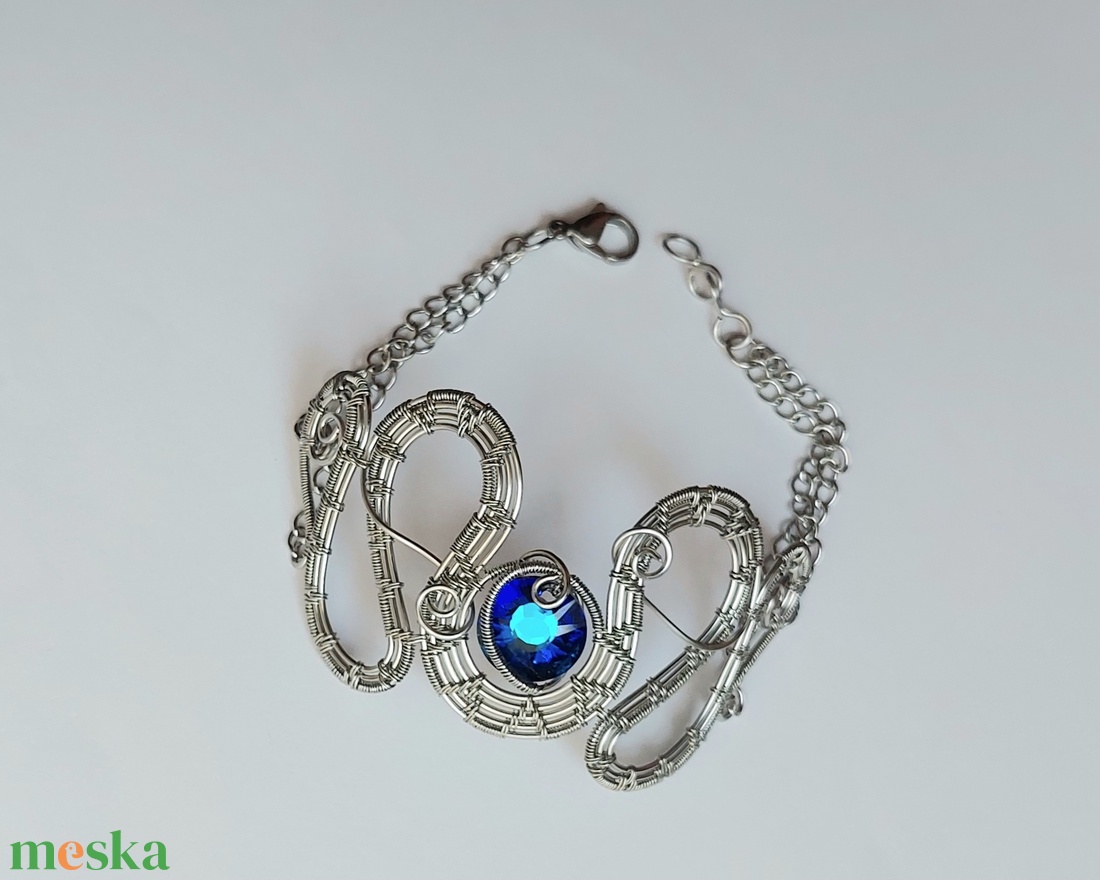 Nemesacél karkötő swarovski kristállyal - ékszer - karkötő - széles karkötő - Meska.hu