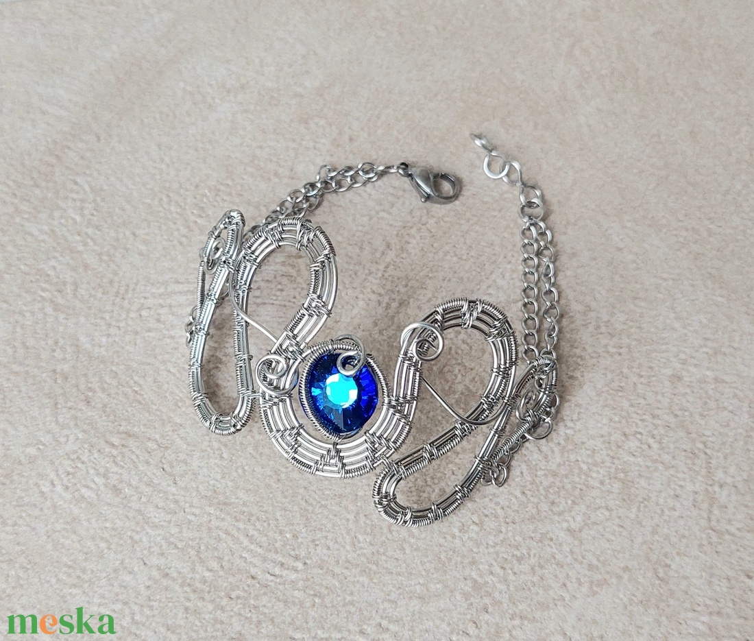 Nemesacél karkötő swarovski kristállyal - ékszer - karkötő - széles karkötő - Meska.hu