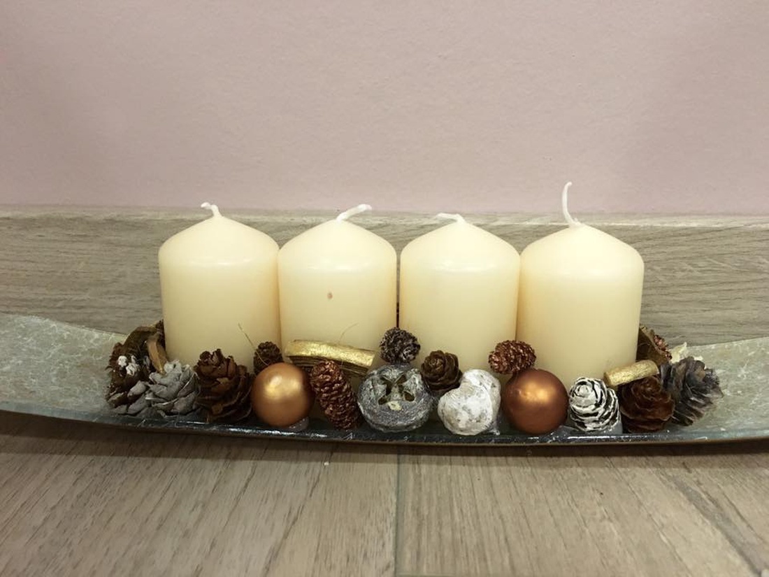 Adventi üvegtál asztaldísz -  - Meska.hu
