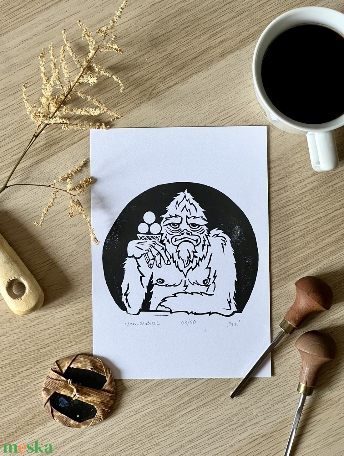 Egyedi Linómetszet - Yeti - művészet - grafika & illusztráció - művészi nyomat - Meska.hu Egyedi Linómetszet - Yeti - művészet - grafika & illusztráció - művészi nyomat - Meska.hu