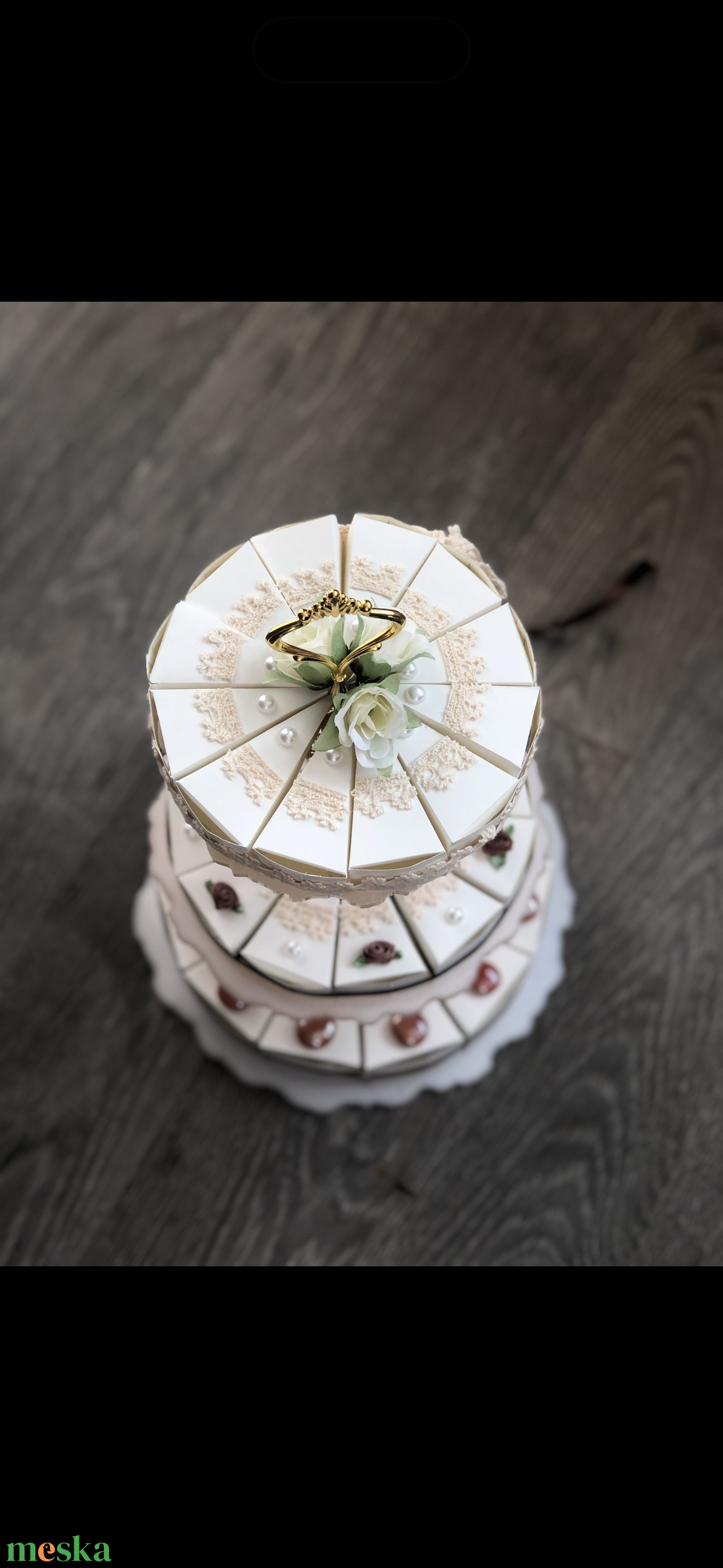 Esküvői 3 emeletes papírtorta - esküvő - dekoráció - helyszíni dekor - Meska.hu