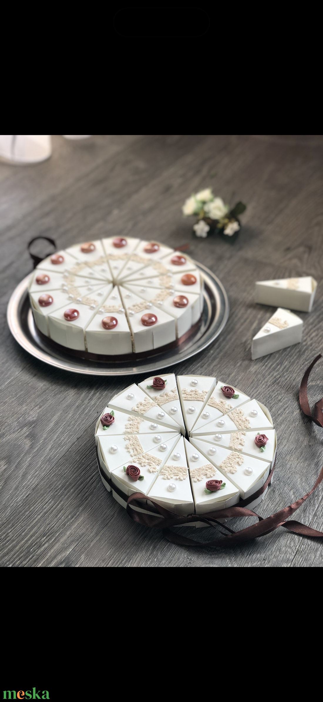 Egy emeletes esküvői papírtorta/ szülinapi dísz - esküvő - dekoráció - helyszíni dekor - Meska.hu