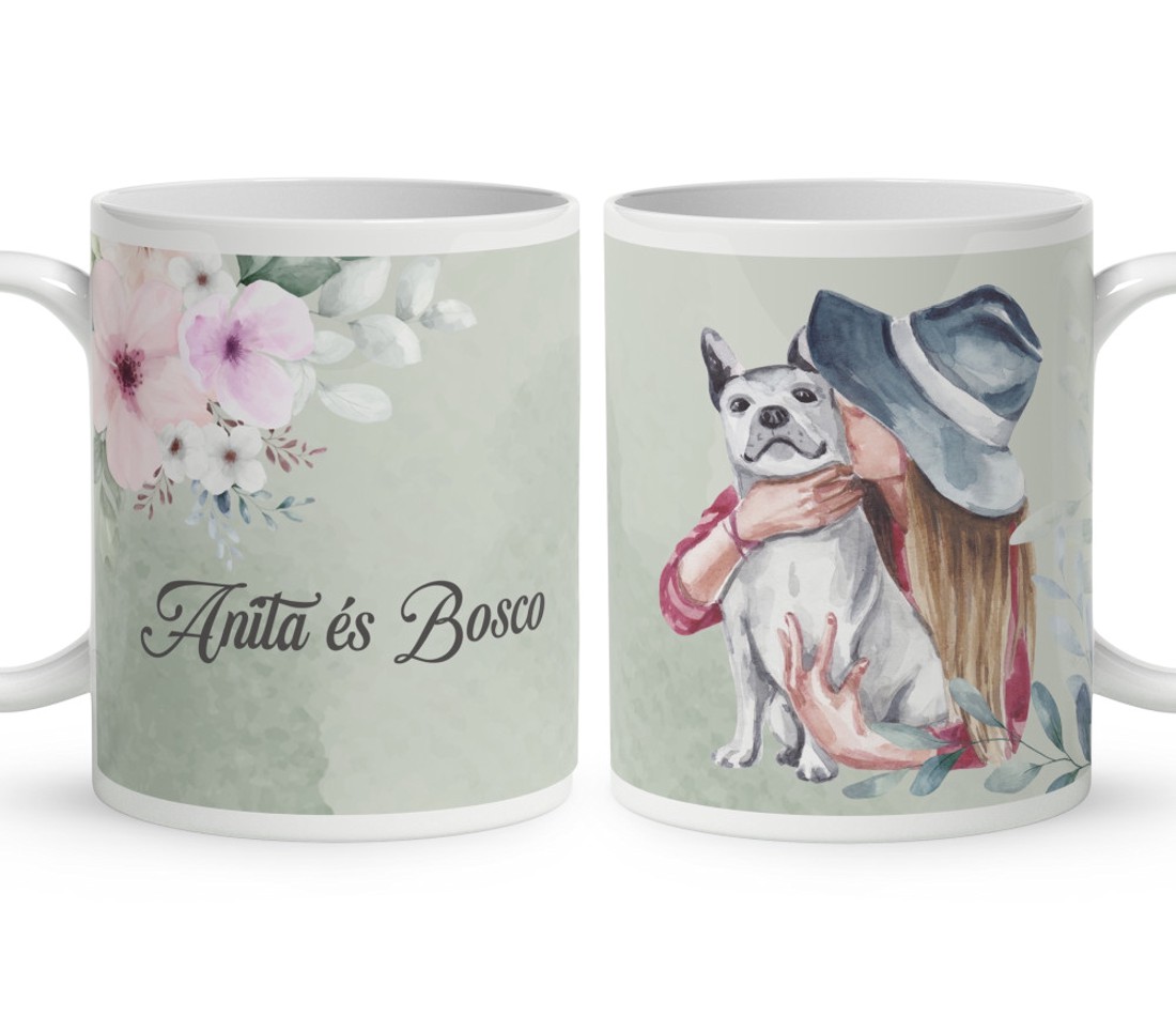 Kérd a neveddel - Én és a fehér kutyám mintás bögre - otthon & életmód - konyhafelszerelés, tálalás - tálalás - bögre & csésze - Meska.hu