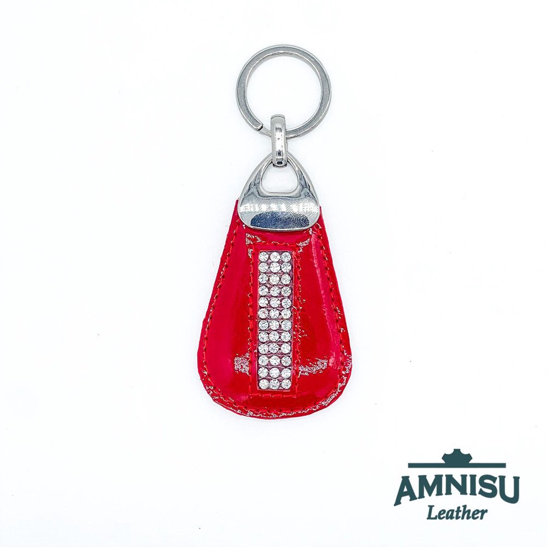 Piros gyűrt lakk csepp alakú swarovski köves kulcstartó H5009 - táska & tok - kulcstartó & táskadísz - kulcstartó - Meska.hu