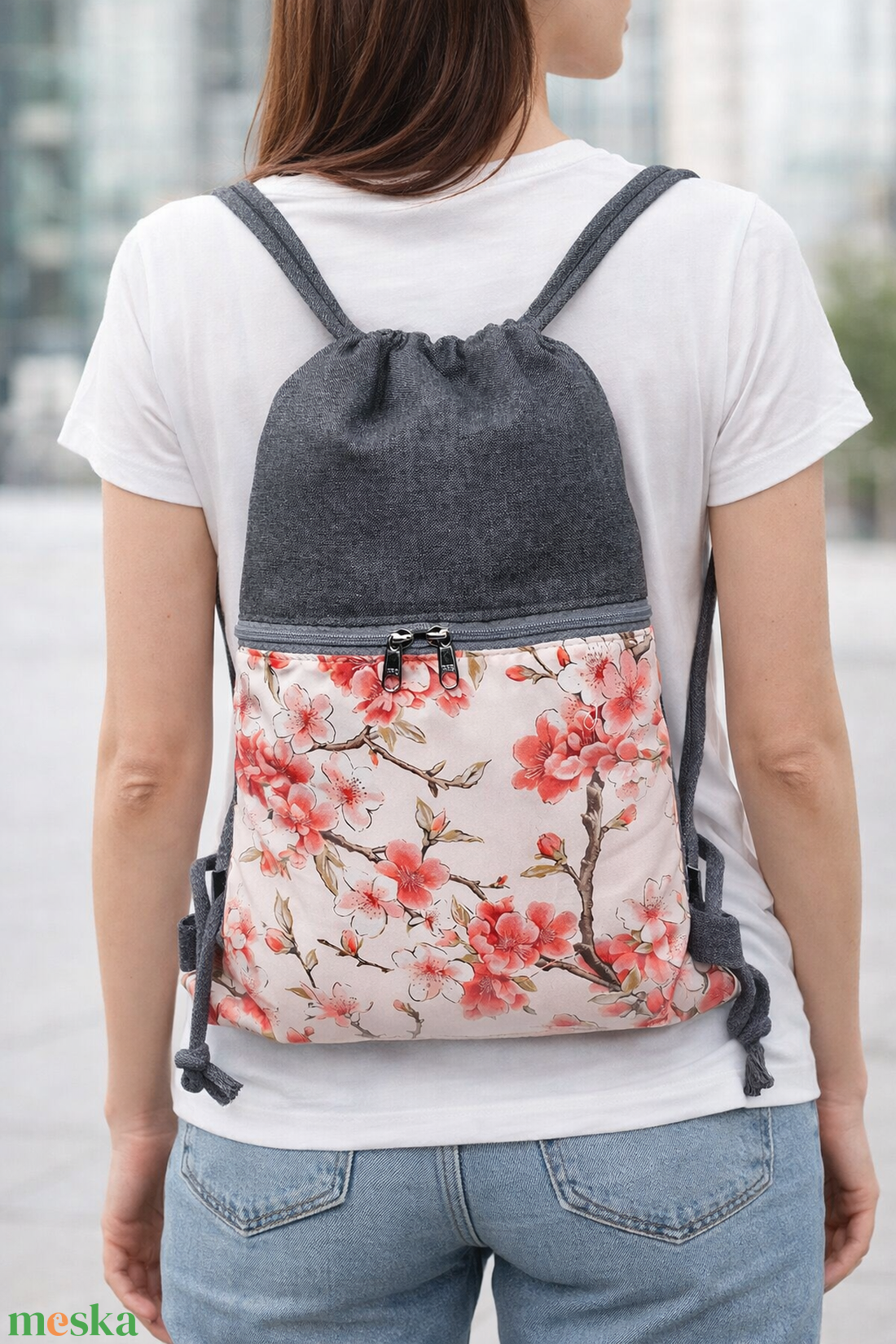 Virágos tornazsák - táska & tok - hátizsák - tornazsák, gymbag - Meska.hu