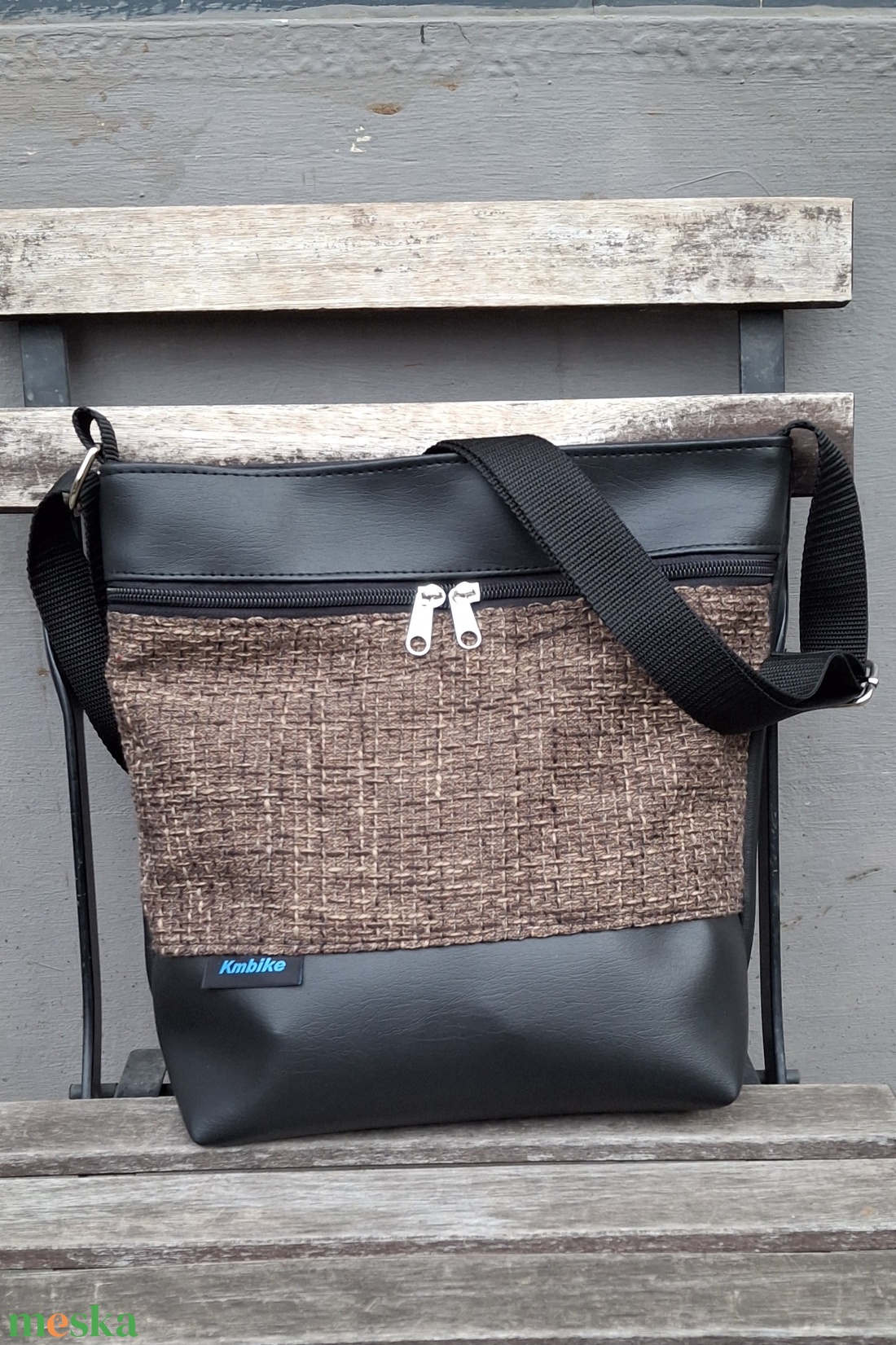 Fekete és barna mintás válltáska,oldaltáska - táska & tok - kézitáska & válltáska - válltáska - Meska.hu