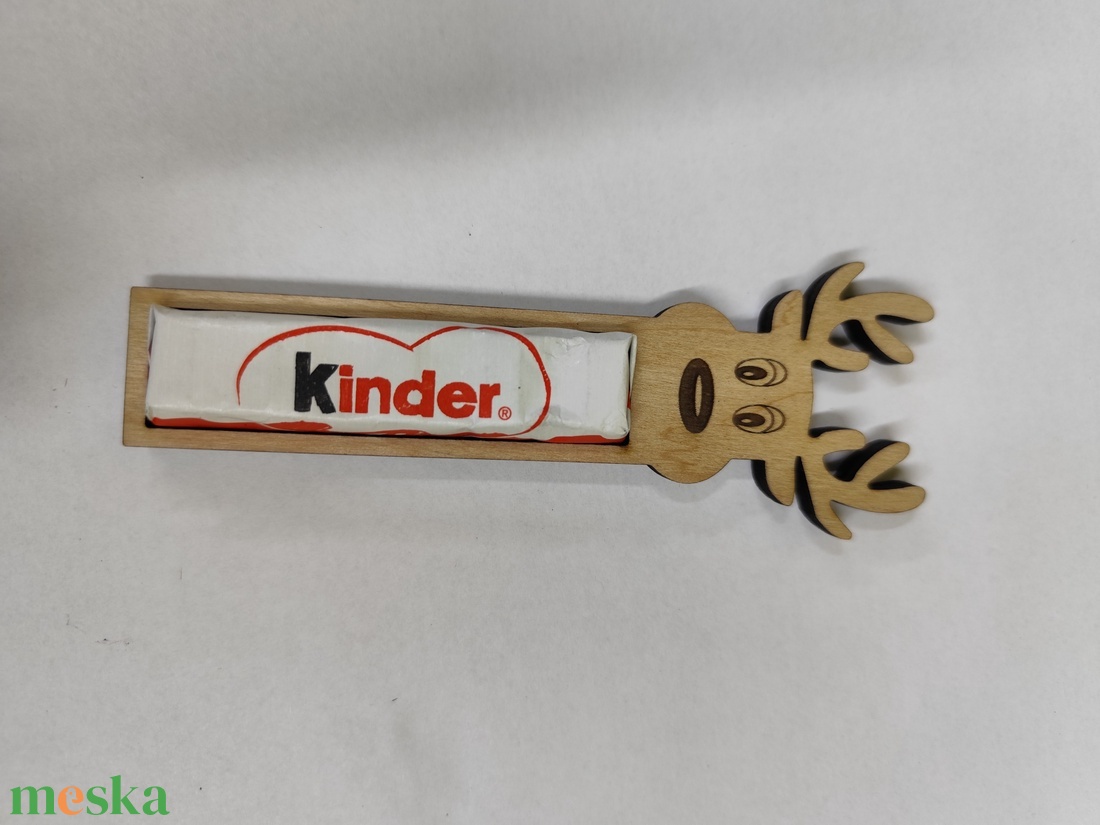 Rénszarvasos Kinder csoki tartó fából  - karácsony - mikulás - mikulás ajándékok - Meska.hu