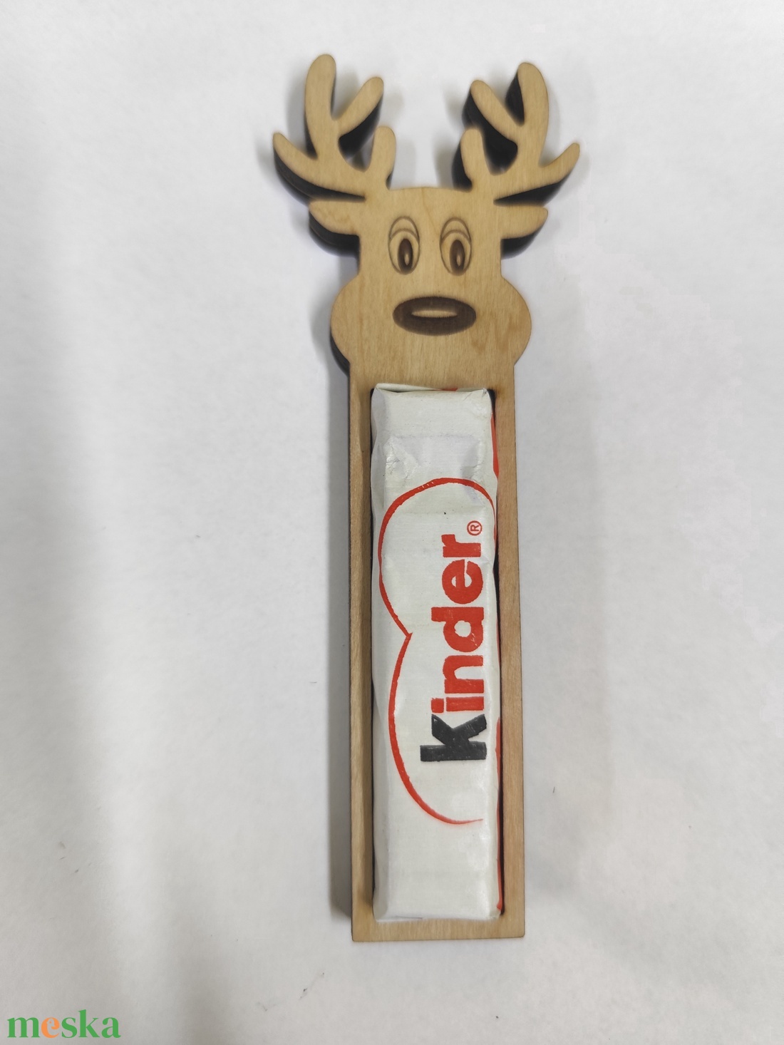 Rénszarvasos Kinder csoki tartó fából  - karácsony - mikulás - mikulás ajándékok - Meska.hu