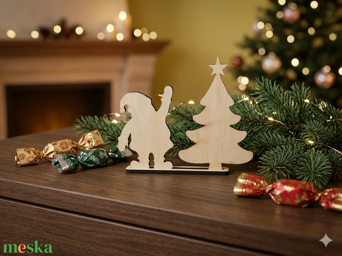 Fából készült kreatív karácsonyi asztali díszek gyermekeknek � saját kezűleg festhető, egyedi ünnepi dekoráció! - karácsony - karácsonyi lakásdekoráció - karácsonyi lakásdíszek - Meska.hu