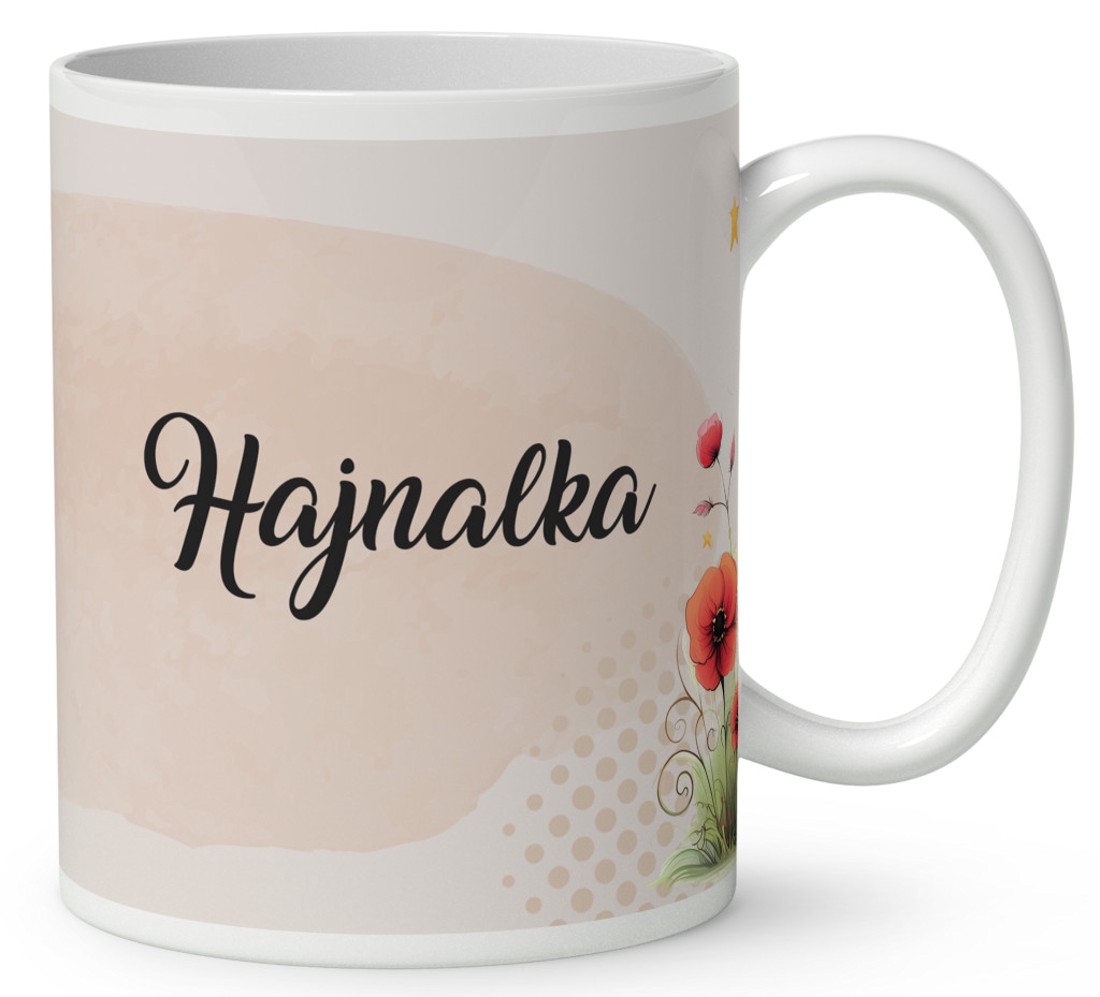 Névvel kérhető - Ölelő pipacs tündérlány és a hold mintás bögre - otthon & életmód - konyhafelszerelés, tálalás - tálalás - bögre & csésze - Meska.hu