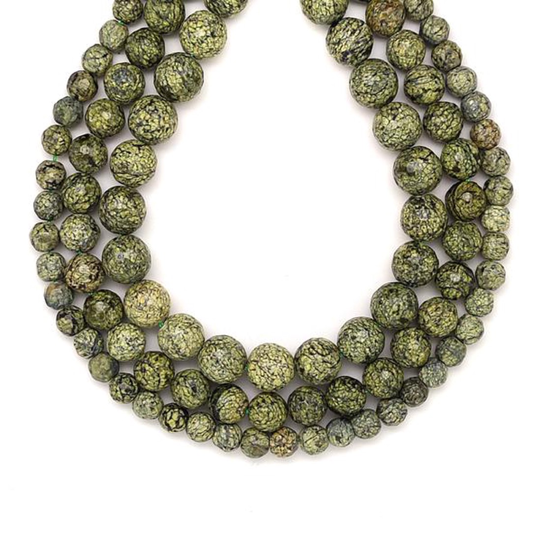 Szerpentin hatszög fazettált golyó 6-6,5mm  ékszerkészítő alapanyag (füzér) - kellékek & szerszámok - ásvány alapanyag - ásványfüzér - Meska.hu