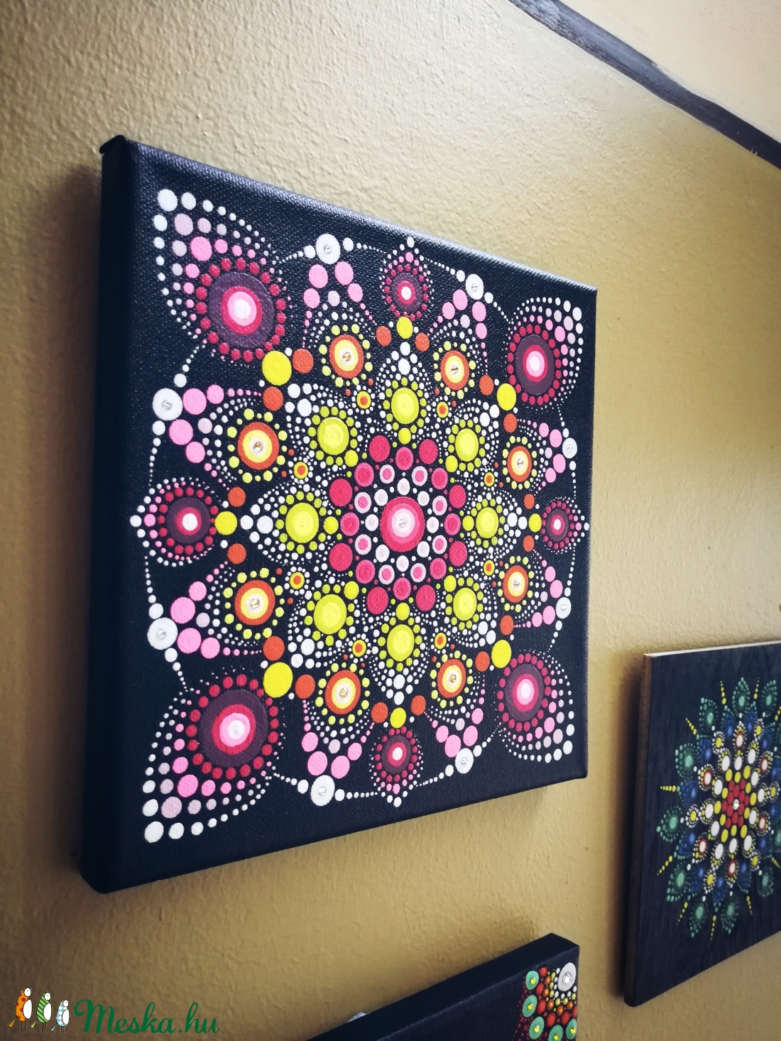 Rózsaszín dotmandala festmény swarovski kövekkel díszítve - - Meska.hu Rózsaszín dotmandala festmény swarovski kövekkel díszítve - - Meska.hu