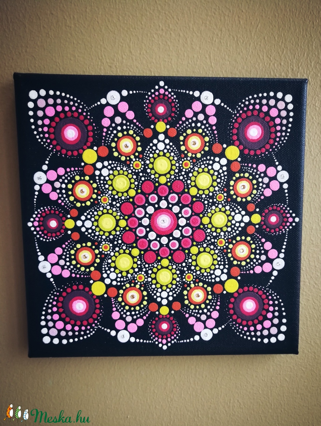 Rózsaszín dotmandala festmény swarovski kövekkel díszítve - - Meska.hu Rózsaszín dotmandala festmény swarovski kövekkel díszítve - - Meska.hu