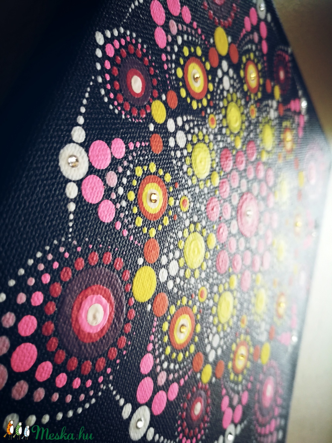 Rózsaszín dotmandala festmény swarovski kövekkel díszítve - - Meska.hu Rózsaszín dotmandala festmény swarovski kövekkel díszítve - - Meska.hu
