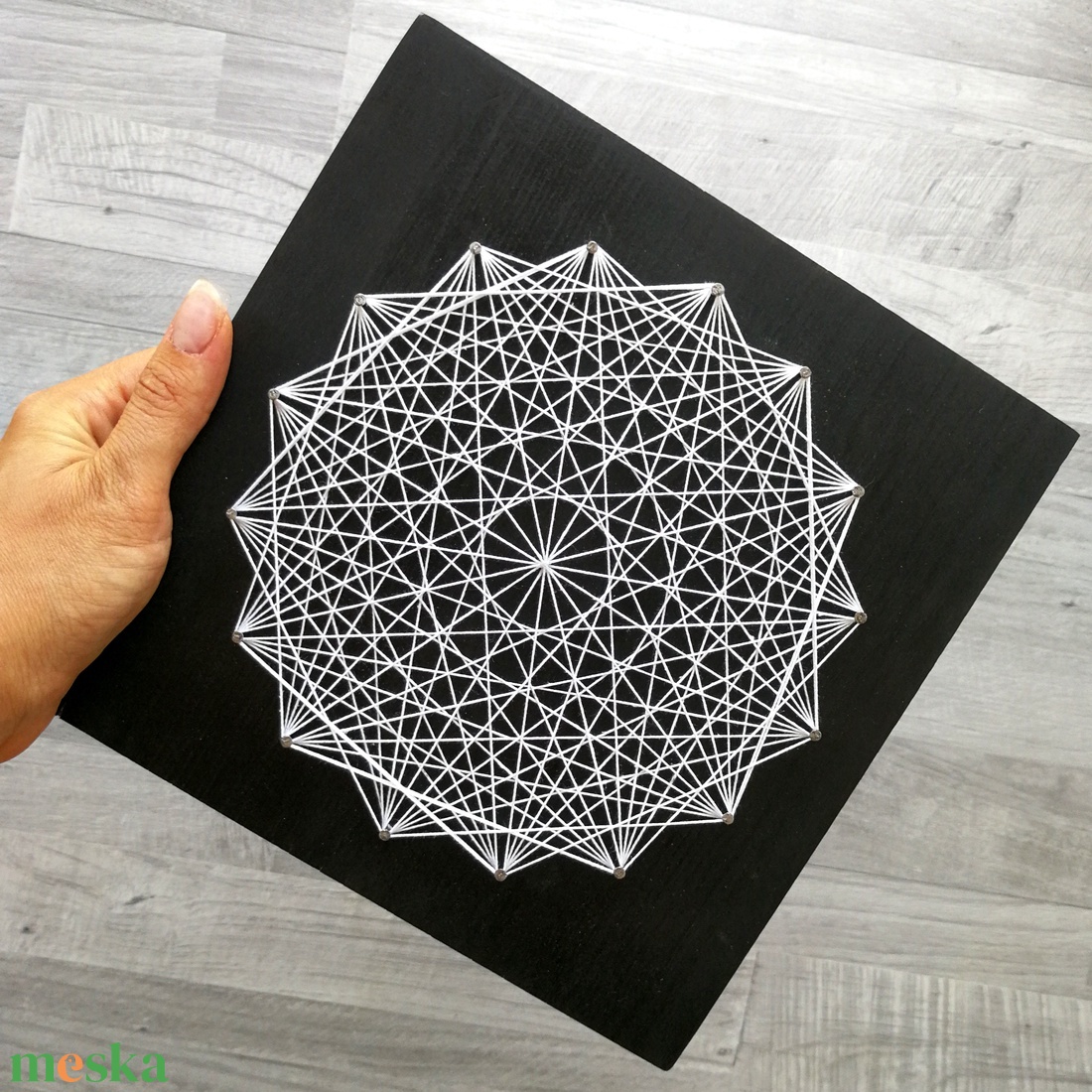 String Art Fehér Geometria 20x20cm - otthon & lakás - dekoráció - spiritualitás - mandala - Meska.hu