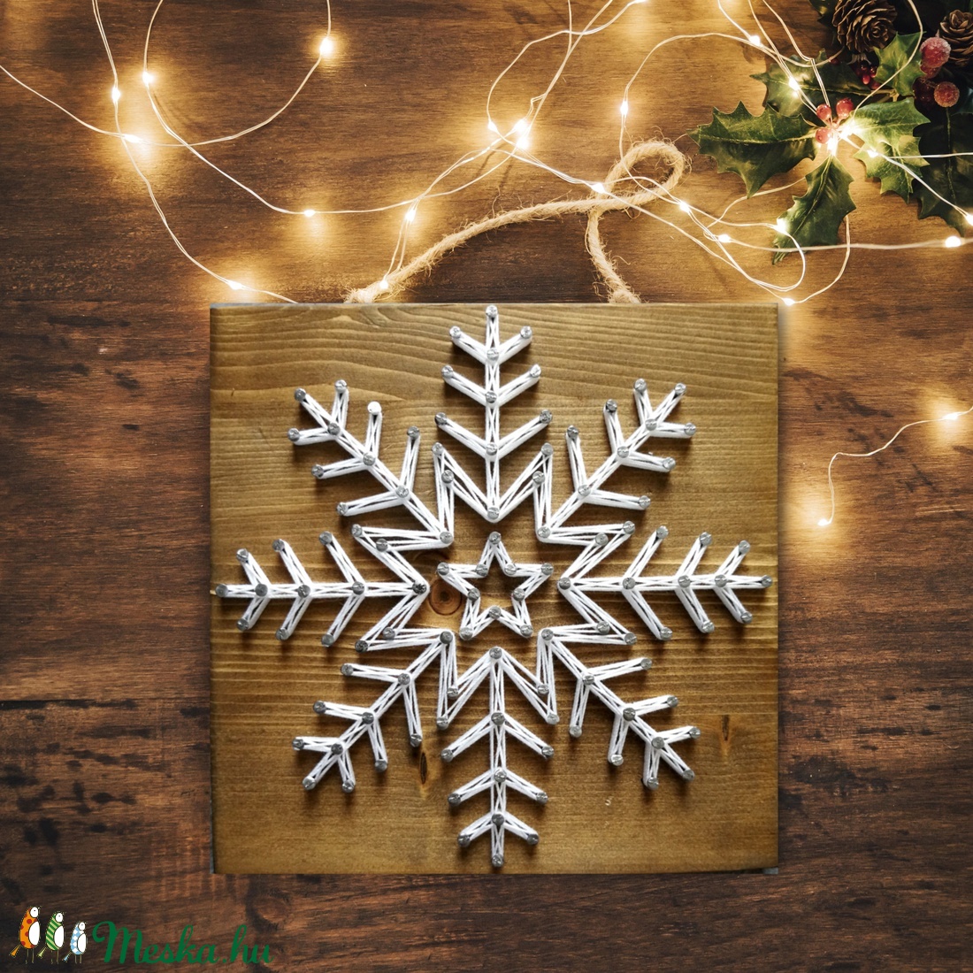 String Art Karcsonyi Hópehely Asztali vagy fali dísz - - Meska.hu String Art Karcsonyi Hópehely Asztali vagy fali dísz - - Meska.hu