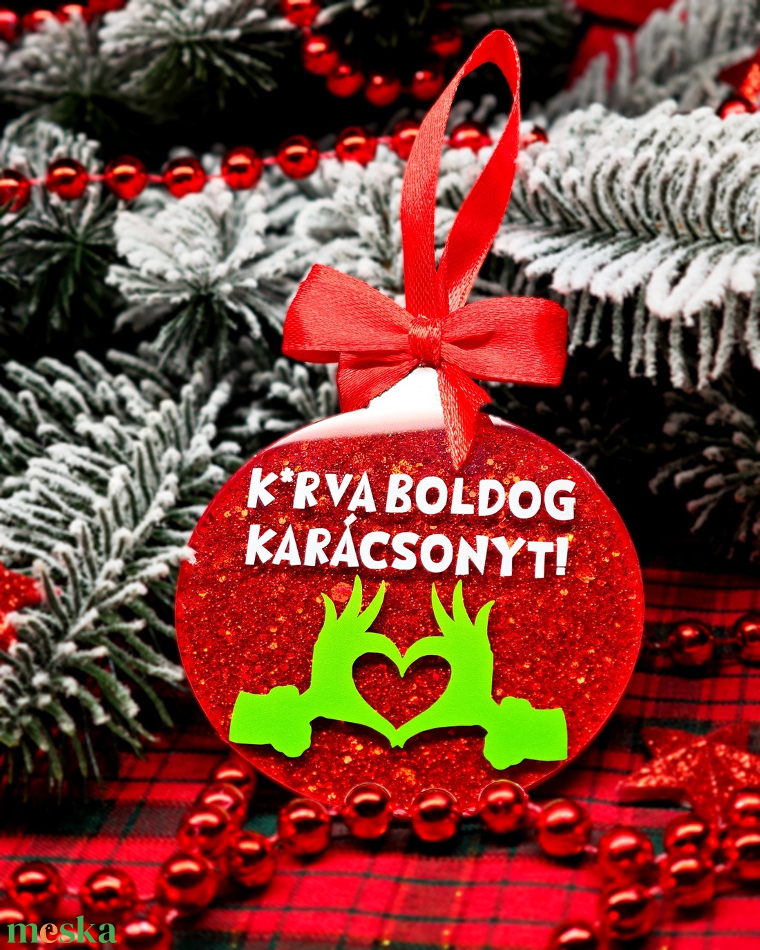 Grinch-es egyedi karácsonyfadísz  - karácsony - karácsonyi lakásdekoráció - karácsonyfadíszek - Meska.hu