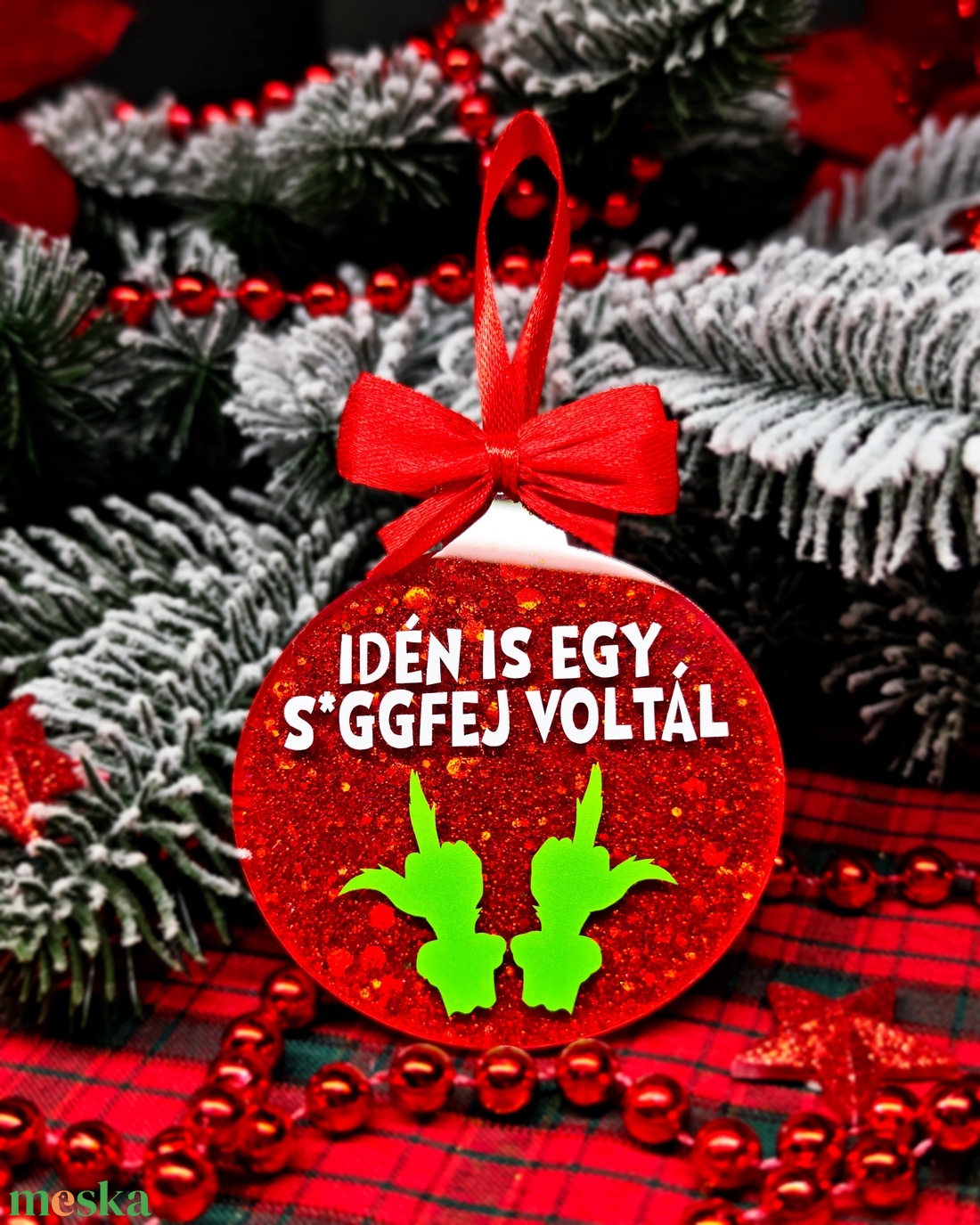 Grinch-es egyedi karácsonyfadísz  - karácsony - karácsonyi lakásdekoráció - karácsonyfadíszek - Meska.hu