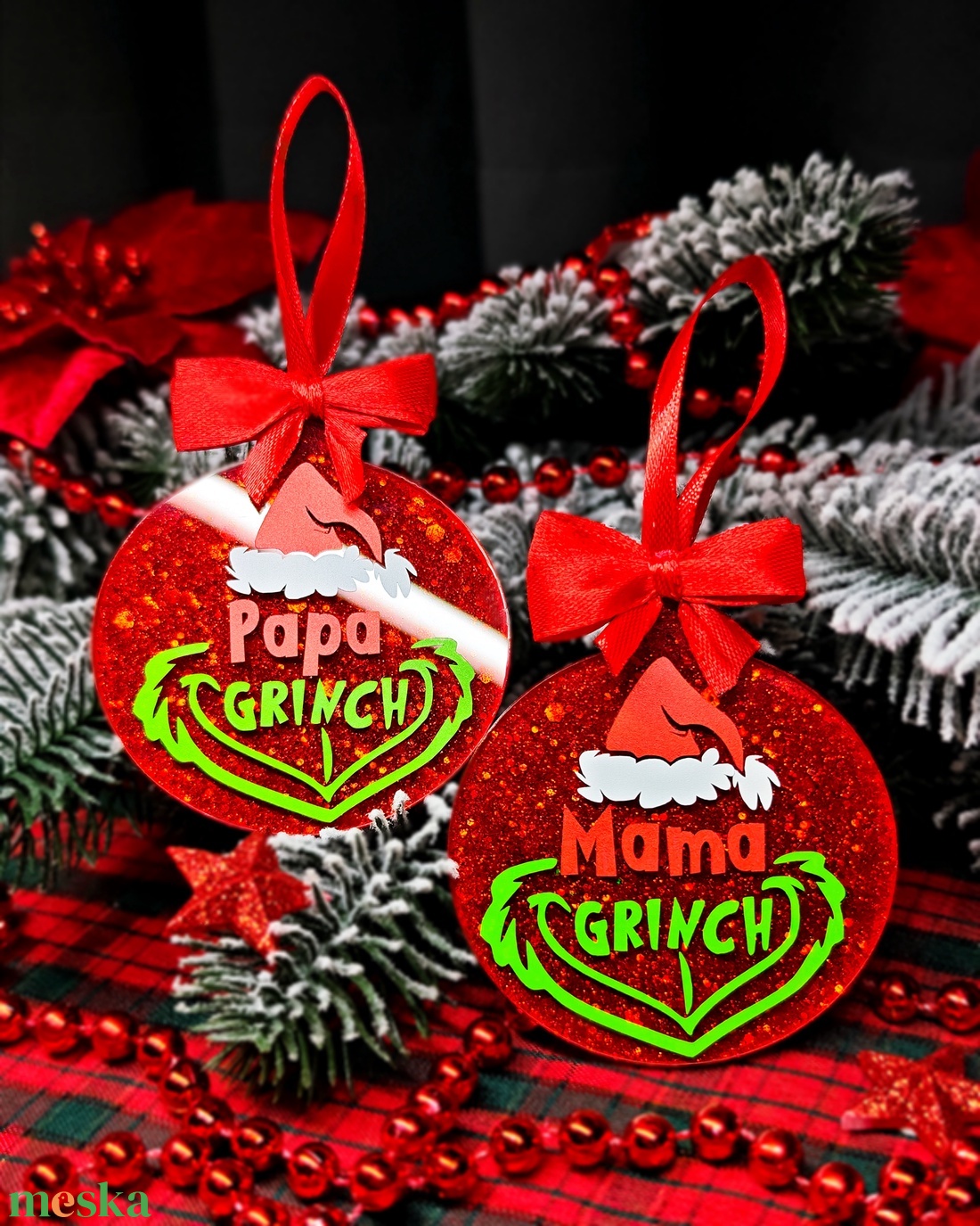 Grinch-es egyedi karácsonyfadísz  - karácsony - karácsonyi lakásdekoráció - karácsonyfadíszek - Meska.hu